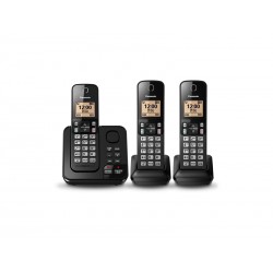 TELEFONE PANASONIC KX-TGC363 - COM BINA - PRETO - 110V - 3 UNIDADES